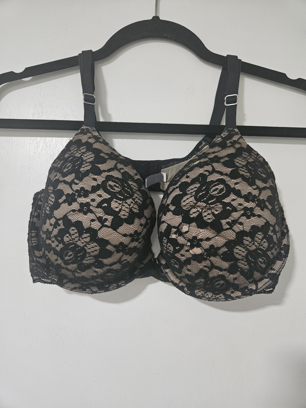 Aerie Black Lace Nude Underwire Demi Bra Size 36D